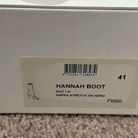 Amina Muaddi Black Heeled Boots Sleek Design - Picture 8 of 8